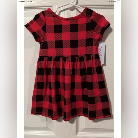 Cat and Jack Toddler Girls Buffalo Plaid short slew dress Sz 2T NWT - Picture 1 of 4